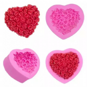 立體 單孔 心型 多玫瑰 翻糖矽膠模具 巧克力模 香薰模具 手工皂 布丁模