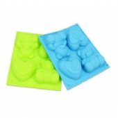 4連熊愛心矽膠手工皂模 矽膠蛋糕模 蛋糕工具diy 易脫模耐高溫