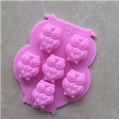 6孔 貓頭鷹 巧克力模 矽膠皂模 烘焙蛋糕 模具 手工皂 布丁 果凍